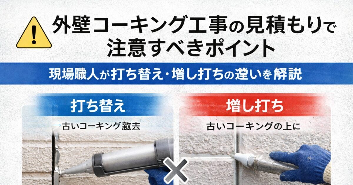 外壁コーキング工事の見積もりで注意すべきポイント｜打ち替えと増し打ちの違い