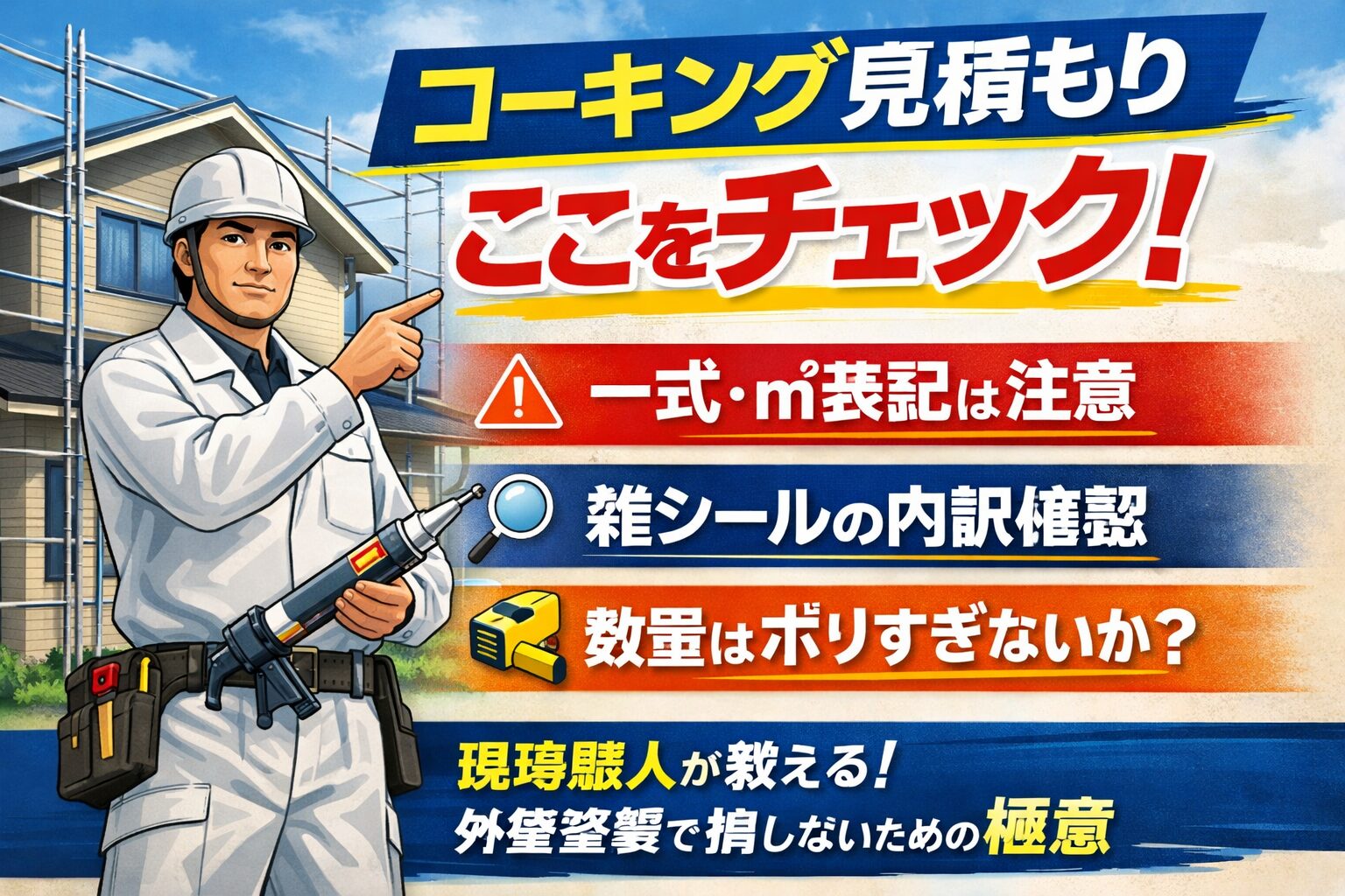 外壁塗装リフォームの見積もりでコーキング工事のチェックポイントを解説する現場職人