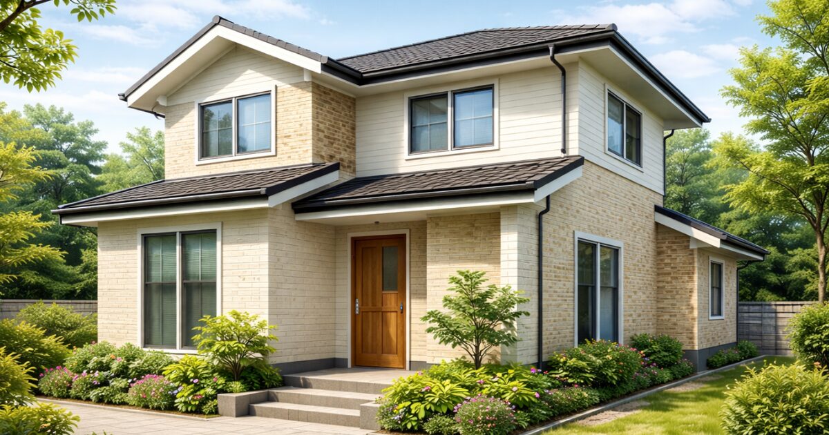 日本の一般的な戸建て住宅のサイディング外壁の外観