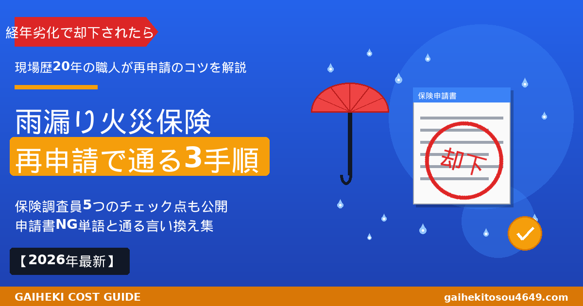 雨漏り火災保険が経年劣化で却下されても再申請で通る3手順|職人20年が保険調査員5つのチェック点と申請書NG単語を公開
