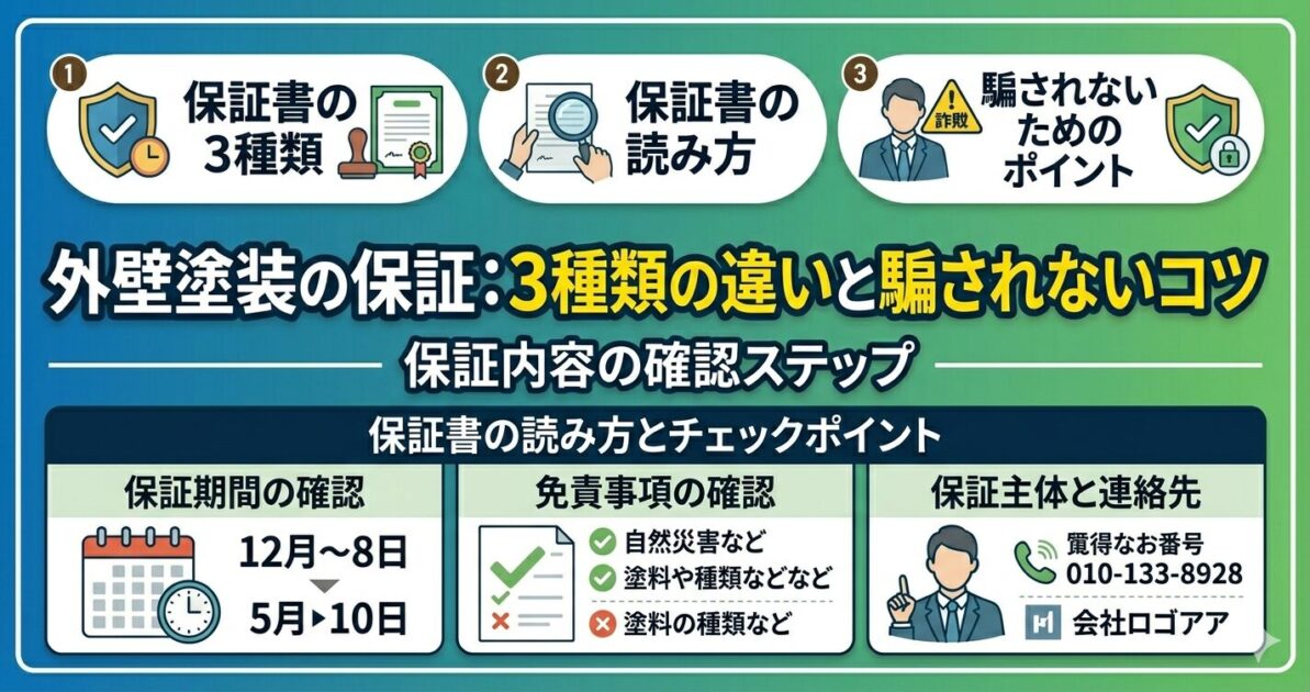 外壁塗装の保証書を確認する施主