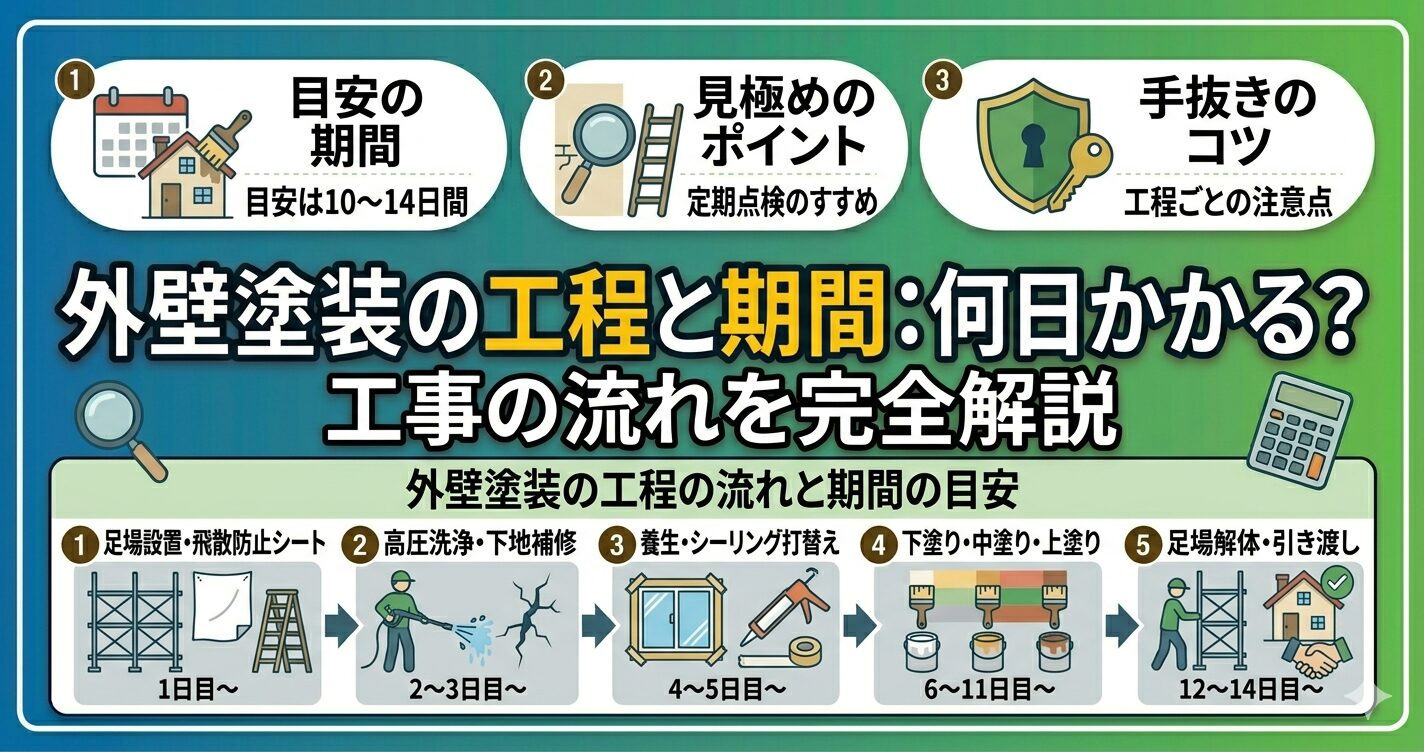 外壁塗装の工程と工事期間の目安
