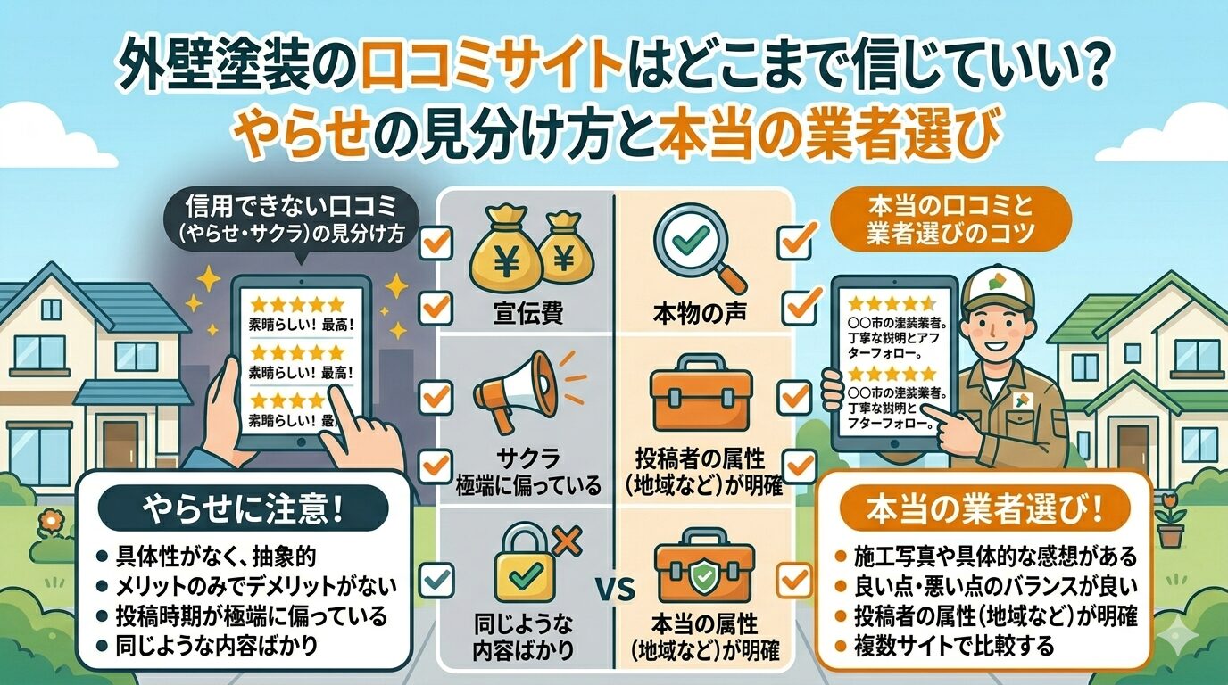 外壁塗装の口コミサイトの信頼度とやらせの見分け方