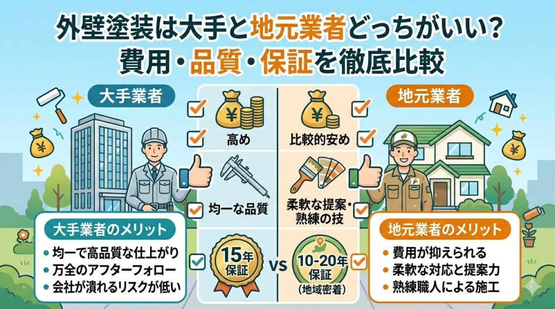 外壁塗装の大手リフォーム会社と地元業者の比較