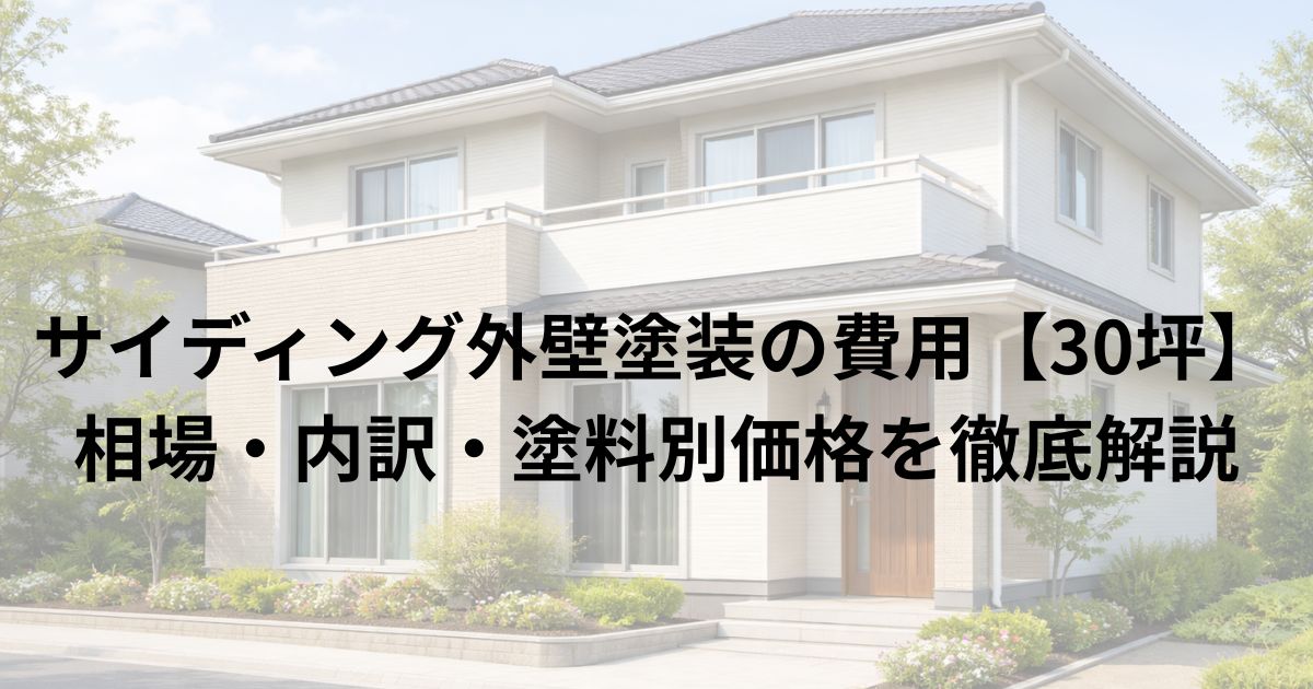 サイディング外壁塗装の費用【30坪】相場・内訳・塗料別価格を徹底解説